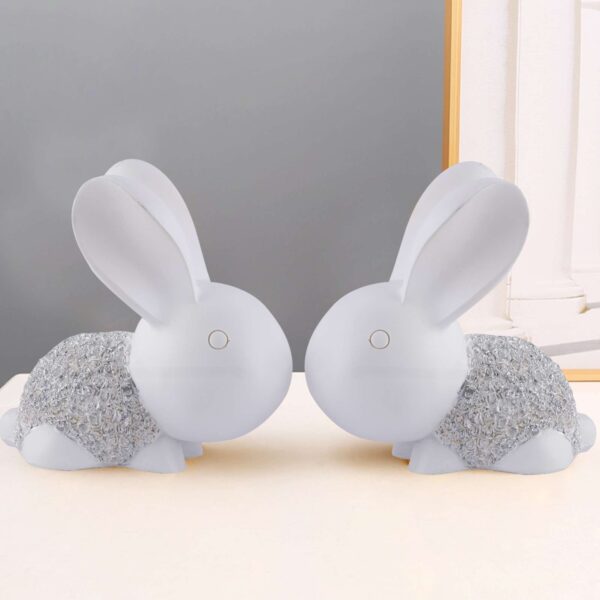 Rabbit Cute Pair Statue for Home Decor Showpiece | Kids Room Decorative Showpiece (White)