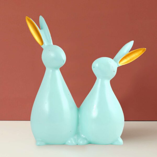 Rabbit Cute Pair Statue for Home Decor Showpiece | Kids Room Decorative Showpiece (Light Green)