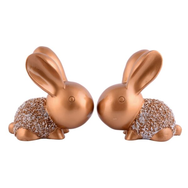 Rabbit Cute Pair Statue for Home Decor Showpiece | Kids Room Decorative Showpiece (Copper) - Image 2