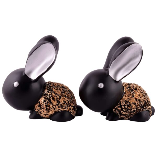 Rabbit Cute Pair Statue for Home Decor Showpiece | Kids Room Decorative Showpiece (Black) - Image 2