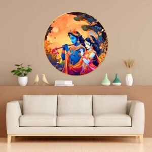 Wall Painting for Wall Decoration with Frame Sparkle Glossy Round Golden Framed Large Painting Office, Living Room, Bedroom, Home Decoration