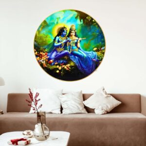 Wall Painting for Wall Decoration with Frame Sparkle Glossy Round Golden Framed Large Painting Office, Living Room, Bedroom, Home Decoration